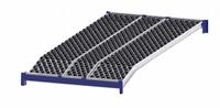 UNEX ROLLER RACK Gravity Flow Shelf: Tilt, 48 in x 96 in x 2 5/8 in, 3,000 lb Shelf Capacity, Steel (MPN RR99K2W4X8-L). Key specifications — Shelf Angle: Tilt; Finish: Powder Coated; Material: Steel; Brand: UNEX ROLLER RACK.