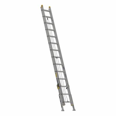 WERNER Extension Ladder: 28 ft Ladder Size, Aluminum, 250 lb Load Capacity, 66 lb Wt - Leg Leveling Non-Conductive Fiberglass Extension Ladders