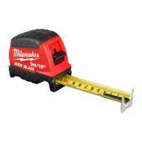 MILWAUKEE Wide Blade Tape Measure: Nonmagnetic Single Hook Tip, 16 ft / 5 m, Plastic, Black/Red (MPN 48-22-1217). Key specifications — attr935324: MILWAUKEE; attr942259: Red; attr935328: mm; attr935329: Millimeters; attr935337: Metric/SAE; attr936607: Manual Lock; attr985315: 5 m or less; attr972446: Inch/Metric.
