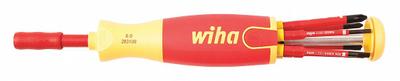 WIHA Multi-Bit Screwdriver: Phillips/Slotted/Xeno Tip, #1/#2/3 mm/4 mm Tip Size - Insulated Multi-Bit Screwdrivers