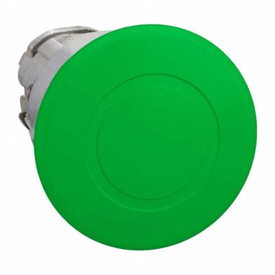 SCHNEIDER Mushroom Head Push Button: Green, 22 mm Mounting Size, Metallic - Mushroom-Head Push-Button Operators