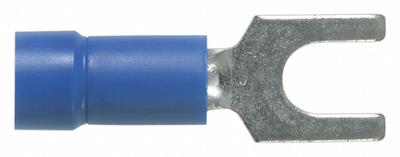 PANDUIT Fork Terminals: Blue, Vinyl, #10 Stud Size, 16 AWG – 14 AWG Wire Range - Insulated Fork Terminals