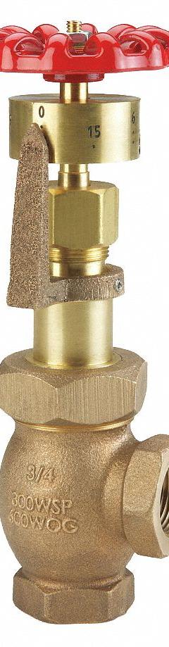 UNITED BRASS WORKS Gate Valve: For Gas/Oil/Steam/Water Media, Bronze, Angle, 3/4 in Pipe Size, FNPT (MPN 294001). Key specifications — Brand: UNITED BRASS WORKS; Bonnet Material: Brass; Disc Material: Stainless Steel; Connection Type: FNPT.