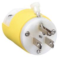 HUBBELL Straight Blade Plug: 5-15P, 125V AC, 15 A, 2 Pole, 3 Blade, Yellow (MPN HBL52CM80C)