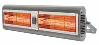 SOLAIRA Electric Infrared Heater: 2250W/3000W Watt Output, 208/240V AC, 1 Phase, Hardwired, Aluminum (MPN SALPHA2-30240L1G). Key specifications — Wattage Output: 2250W/3000W; Voltage: 208/240V AC; Brand: SOLAIRA; Electrical Connection: Hardwired; Element Type: Quartz Lamp; Housing Color: Silver; Housing Material: Aluminum; Overall Dimensions - L x W x D: 31 in x 10 in x 6 in.