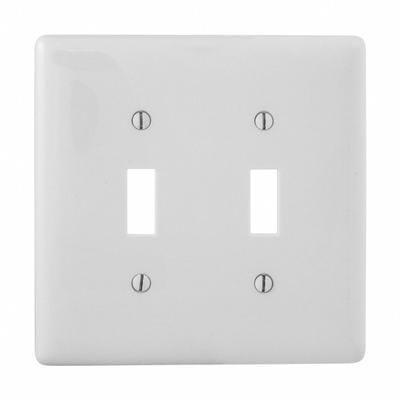 HUBBELL Wall Plate: Toggle, 2 Gang, White - General Purpose Wall Plates