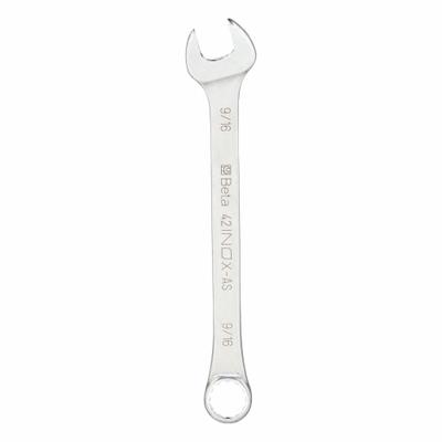 BETA Combination Wrench: Stainless Steel, Natural, 9/16 in Head Size - SAE Spline Combination Wrenches
