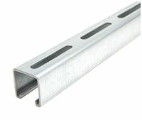 Strut Channel - Slotted: Steel, Pre-Galvanized, 12 ga Gauge, Slotted Holes, 4 in Slot Spacing (MPN FS-200SL PG 120.00). Key specifications — Material: Steel; Color: Silver; Finish: Pre-Galvanized; Hole Size: 13/32 in x 3 in; Hole Spacing: 4 in Center to Center; Slot Type: Long Slotted; Brand: APPROVED VENDOR.