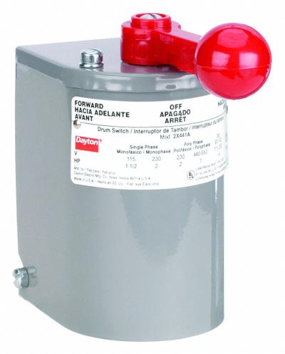 Dayton Drum Switch: 3 Pole, Single Phase, Maintained, Reversing - Drum Switches