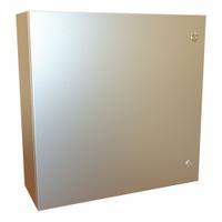 HAMMOND Electrical Enclosure: 304 Stainless Steel, 24 in x 24 in x 8 in, NEMA 12/13/3R/4/4X, Hinged (MPN EN4SD24248SS). Key specifications — Brand: HAMMOND; Closure Method: 1/4-Turn Latch; Enclosure Material: 304 Stainless Steel; Knockouts: Not Included.