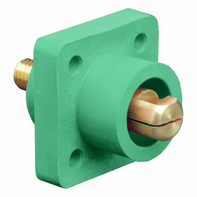LEVITON Single Pole Receptacle: Green, Straight Ball Nose Mating, Threaded Stud Termination - Receptacles with Threaded Stud Terminations
