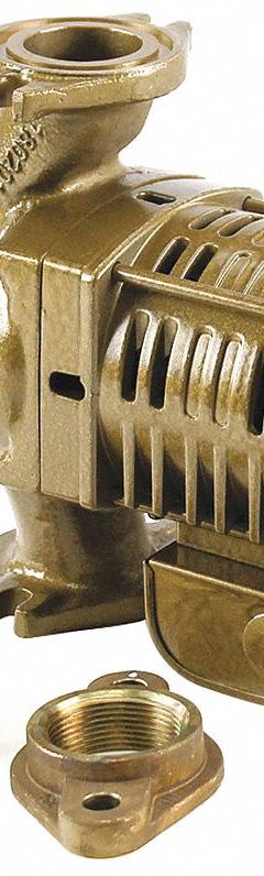 Circulating Pump: 1/6 hp HP, 120V AC, Bronze, 1, 30 gpm, 15 ft Max. Head, 8 1/2 in Face to Face (MPN ARM3045PAB). Key specifications — Nameplate Voltage: 120V AC; Connection Type: Flange; Brand: LOCHINVAR; Includes Volute: Volute Included; Efficiency: Standard Efficiency; System Type: Hydronic.