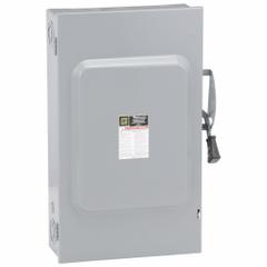 SQUARE D Safety Switch: Fusible, 200 A, Three Phase, 240V AC, Galvanized Steel, Indoor (MPN D324N). Key specifications — Brand: SQUARE D.