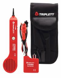 TRIPLETT Tone and Probe Kit: CTX590A, Case/Speaker Probe/Tone Generator, Voice/Data Cable, RJ11/RJ45. Key specifications — Adapters Included: RJ45; Data Logger: No; IP Rating: Not Rated; Alert Type: Sound; Connector Type: Alligator Clips; Manufacturer Part Number: CTX590A; Testing Functions: Tone Detection; Brand: TRIPLETT.