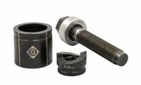 GREENLEE Knockout Punch Set: 10 ga Sheet Metal Capacity (Steel), 1 23/64 in Nominal Size, Round (MPN K2BB-1). Key specifications — attr63418: K2BB-1; attr63421: GREENLEE; attr63425: Yes; attr63427: Ratchet (1 in); attr63430: Plastic.