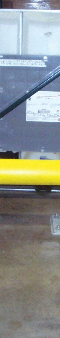 APPROVED VENDOR Guard Rail System: Straight, 3/8 in Top Rail Ht, 1 in Mounting Hole Dia, Guardrail (MPN HGR-1-48-14-3/4-P). Key specifications — Color: Yellow; Material: Steel; Rail Mounting Style: Floor Mounted; Includes Mid-Rail: Mid-Rail Not Included.