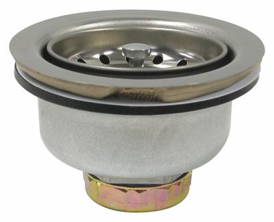 PERFECT PUTTY Strainer: Stainless Steel, Chrome, 2 1/2 in Overall Ht, 4 1/2 in Overall Dia - Sink Drains with Basket Strainer without Tailpiece