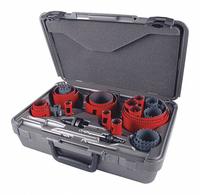 MORSE Hole Saw Kit: 28 Pieces, 1 15/16 in Max. Cutting Dp, Bi-Metal, 5/6 Teeth per Inch (MPN MHSPLU01). Key specifications — attr1098178: 5/6; attr1098172: MORSE.