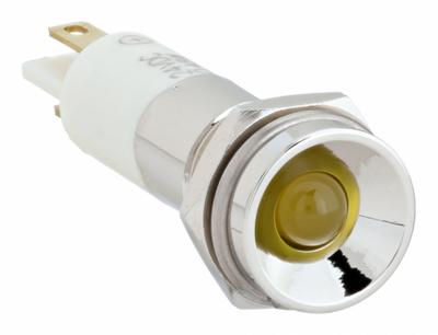 APPROVED VENDOR Protruding Panel Light: 10 mm Panel Mounting Hole Dia, LED, Yellow - LED Indicator Pilot Lights