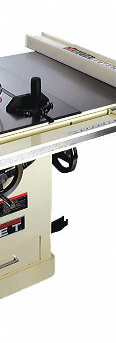 JET Table Saw: 230 V AC Volt, 14.5 A Current, 10 in Blade Dia., 4 3/16 ft Max. Cut Wd Right of Blade (MPN 708675PK). Key specifications — attr1170561: JET; attr1190182: XACTA.