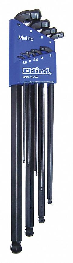 EKLIND Hex Key Set: 6 - 10 Pieces, Ball-Hex-L Extra Long, L, Metric, Double Ball End, Extra Long (MPN 17609). Key specifications — attr1205553: Not Tether Capable; attr1205554: EKLIND; attr1205568: Black Oxide; attr1293176: 6 - 10 Pieces.