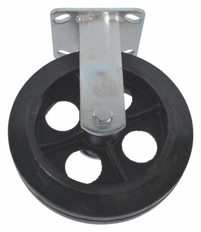 Dayton Rigid Caster: 500 lb Load Capacity, 8 in Overall Lg, 2 in Overall Wd, Rubber/Steel - Replacement Casters for Platform Trucks