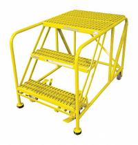 COTTERMAN Work Platform: 2.5 ft Platform Ht - Max, 36 in x 24 in, Steel, 800 lb Load Capacity (MPN 3WP3624A3B8AC2P6). Key specifications — Folding: Not Foldable; Mobility: Rolling; Components Included: Rubber Foot Pads; Use Location: Indoor; Brand: COTTERMAN; Color: Yellow; Height Adjustability: Fixed Height; Includes Handrails: Handrails Not Included.