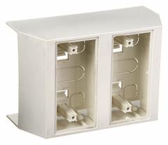 HUBBELL WIRING DEVICE-KELLEMS Full Capacity Box: BaseTrak PB3, 4 1/2 in Wd, 1 5/8 in Ht, Plastic (MPN PB3FCIB2G). Key specifications — Series: BaseTrak PB3; Material: PVC; Color: White; For Use With: BaseTrak PB3; Brand: HUBBELL WIRING DEVICE-KELLEMS; Item: 2-Gang Device Box.