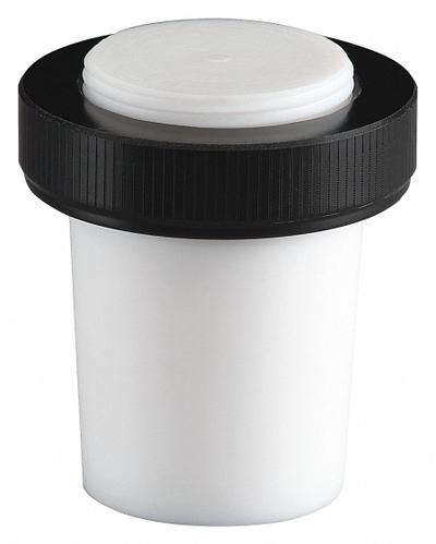 CHEMGLASS Stopper: PTFE, 24/40 Stopper Size, 1.25 in Overall Ht, Black, 0 Holes - Plastic Stoppers