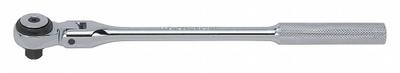 PROTO Hand Ratchet: Round, Reversible, 8 1/2 in Overall Lg, Chrome, 5° Min Arc Swing - Flex-Head Ratchets