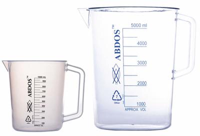 APPROVED VENDOR Beaker: Tall Form with Handle, Printed Graduation, Polymethylpentene - Tall Form Plastic Beakers with Handles