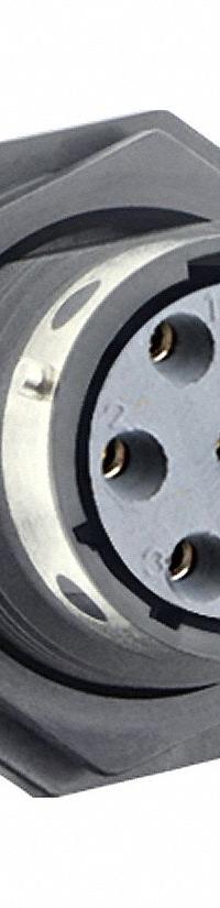 SOURIAU Electrical Connector: Trim Trio UTGX 14, Jam Nut Receptacle, 6 + Ground Contacts, 12 A, 600V (MPN UTGX714E7S). Key specifications — attr1043586: 18 AWG to 14 AWG; attr1043574: Contacts Included; attr1043578: Solder; attr1020114: SOURIAU; attr1043080: 1/3 Bayonet; attr1043085: IP69K; attr1043079: Trim Trio UTGX; attr1043575: Female.