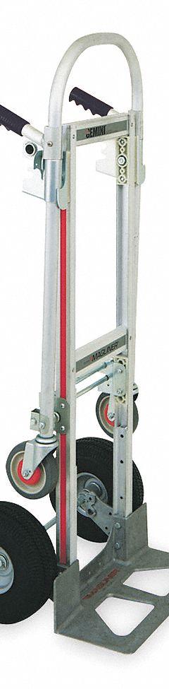 MAGLINER Convertible Hand Truck: 500 lb, Dual-Handle, Silver, Aluminum, Pneumatic, 40 in Handle Ht (MPN GMK16UA4). Key specifications — Brand: MAGLINER.