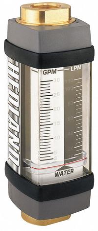 HEDLAND Mechanical Flowmeter: Water and Other Fluid Meter, Scale, Variable Area, Inline, Universal (MPN H205B-020). Key specifications — Display Type: Scale; O-Ring Material: Viton; Includes Flow Rate Adjustment Knob: No; Includes Pressure Guage: No; Mounting Orientation: Universal; Unit Of Measure: Liters; Brand: HEDLAND; Accuracy: +/-7%.