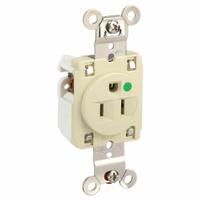 HUBBELL Receptacle: Hospital Grade Fed. Spec., Single, 5-15R, Ivory, 125V AC, 15 A, 2 Pole / 3 Wire (MPN HBL8210I)