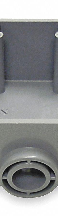 CANTEX Electrical Box: PVC, Rectangular, 2 Gangs, 1 in Hub Size, 37.3 cu in Capacity, Gray (MPN 5133382). Key specifications — Color: Gray; Brand: CANTEX.