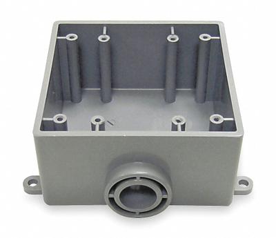CANTEX Electrical Box: PVC, Rectangular, 2 Gangs, 1 in Hub Size, 37.3 cu in Capacity - PVC & Non-Metallic Weatherproof Electrical Boxes