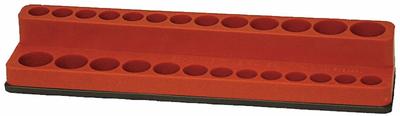 WESTWARD Socket Tray: Red, 9 3/8 in Overall Wd, 26 Posts/Slots - Socket Rails & Trays