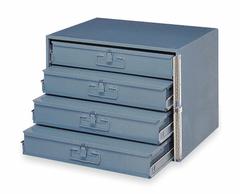 Sliding Drawer Cabinet: 20 in x 15 3/4 in x 15 in, 4 Drawers, 0 Dividers, Gray, Glide, Assembled (MPN 303-95-D943). Key specifications — Cabinet Color: Gray; Includes Dividers: No; Drawer Inside HxWxD: 3 in x 18 in x 12 in; Stackable: Yes; Number of Compartments per Drawer: 32; Brand: DURHAM MFG.