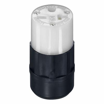LEVITON Straight Blade Connector: 6-20R, 250V AC, 20 A, 2 Pole, 3 Wire, Black/White (MPN 5469-C) - General Purpose Connectors