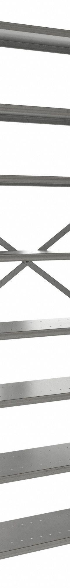 HALLOWELL Metal Shelving: Standalone, Medium-Duty, 36 in x 12 in, 84 in Overall Ht, 8 Shelves (MPN F4513-12HG). Key specifications — Frame Material: Steel; Shelving Material: Steel; Assembled: Unassembled; Color: Gray; Brand: HALLOWELL.