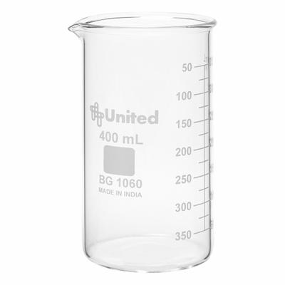 APPROVED VENDOR Beaker: 400 mL, 13.5 fl oz, A, Tall Form, Type I, Colorless - Tall Form Glass Beakers