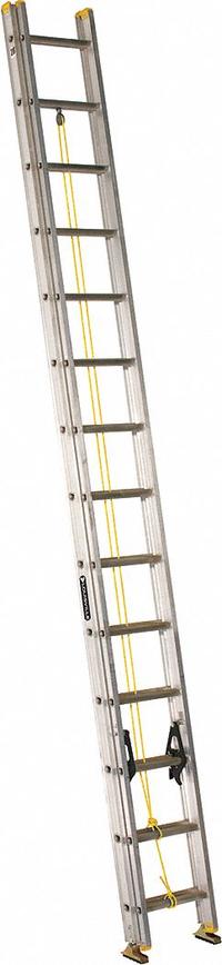 LOUISVILLE LADDER Extension Ladder: 28 ft Ladder Size, Aluminum, 250 lb Load Capacity, 53 lb Wt (MPN AE3228). Key specifications — Color: Silver; Brand: LOUISVILLE LADDER; Included Features: Rope and Pulley; Removable Fly: Fixed.