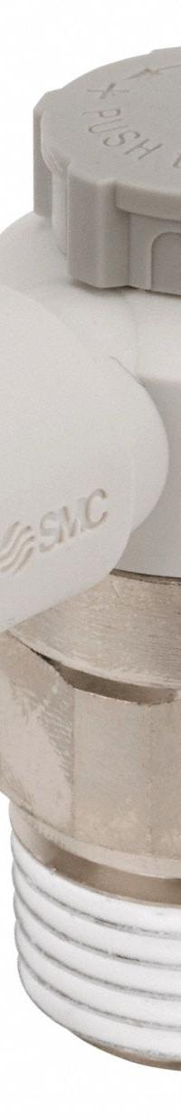 SMC Speed Control Valve: Elbow Fitting, Knob, 1/2 in Valve Body Size, 12 mm Tube, Meter Out (MPN AS4201F-04-12SA). Key specifications — attr947203: Brass/PBT; attr947205: SMC.