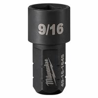 MILWAUKEE Impact Socket: SAE, 9/16 in Socket Size, 6-Point, Short, 1 41/64 in Overall Lg, Friction (MPN 49-16-1645). Key specifications — attr1215501: MILWAUKEE; attr1215515: Black Oxide; attr1215518: 9/16 in.