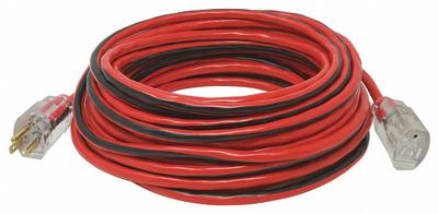SOUTHWIRE Extension Cord: Outdoor Use, 100 ft Lg, Outlet, 5-15P, 14/3, SJTW, Black/Red - Outdoor Extension Cords with Single Outlet