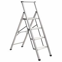 XTEND + CLIMB Step Stool: 4 Steps, 4.7 ft Overall Ht, 250 lb Load Cap, Aluminum, 2.8 ft Standing Ht (MPN SL4H LITE). Key specifications — Brand: XTEND + CLIMB; Color: Silver.