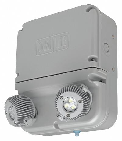 DUAL-LITE Emergency Lights: 12 W Lamp Watt, 24 W Emergency Watt, 120V AC, 2 Lamp Heads - Plastic Wet Location Emergency Lights