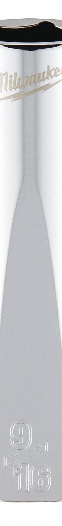 MILWAUKEE Deep Well Socket: SAE, 3/8 in Drive Size, 9/16 in Socket Size, 6-Point, Deep, Chrome (MPN 45-34-5625). Key specifications — attr1204417: MILWAUKEE; attr1204392: Chrome.