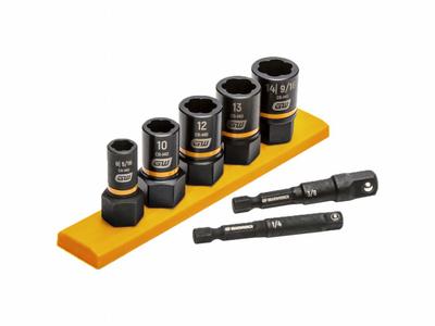 GEARWRENCH Impact Socket Set: 1/4 in, 3/8 in Drive Size, 8mm - 14mm Socket Size Range - Bolt Extraction Impact Socket Sets